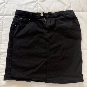 Classic Black Denim Skirt